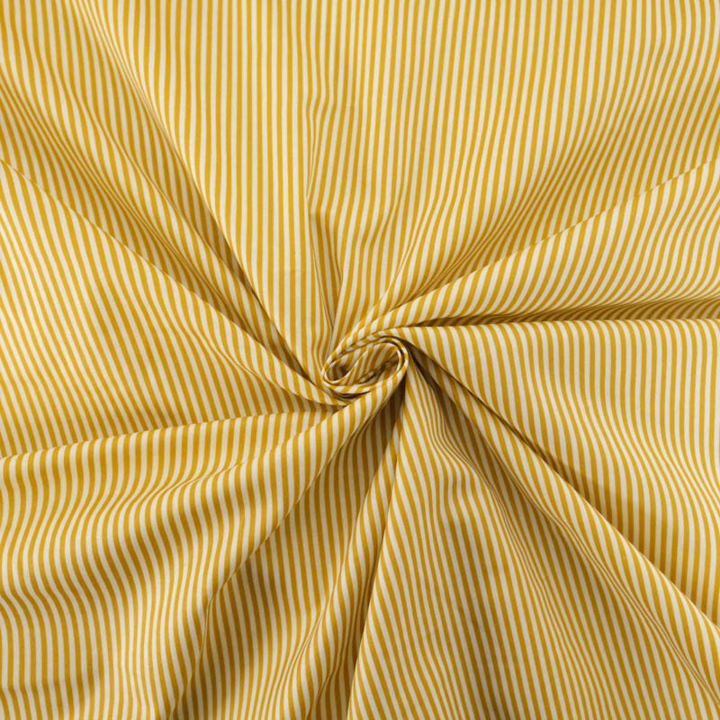 Ochre-Striped Cotton Poplin - Maison Klem